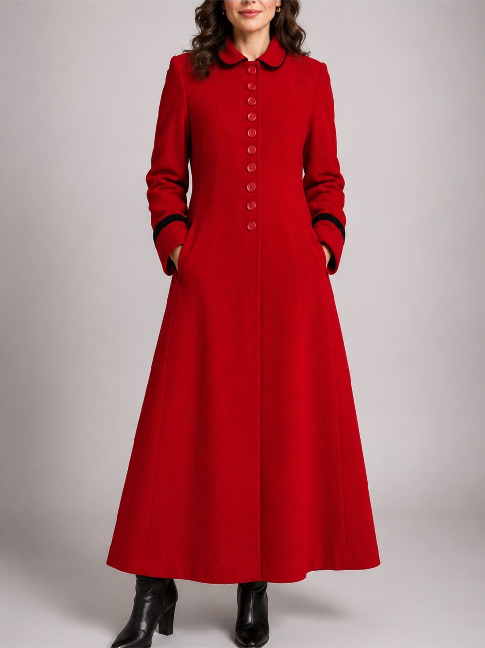 Vintage Harve Bernard Red Wool Opera Coat Full‎ Length Size 12